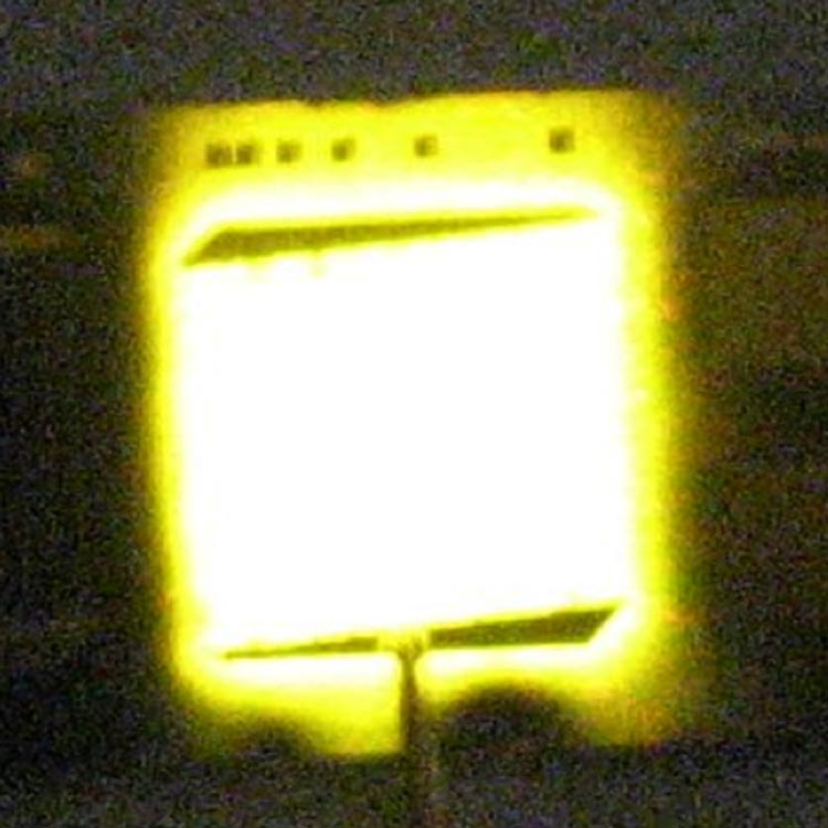 A photo of a square LED creating white light
