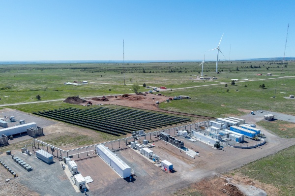 view of solar and wind facility