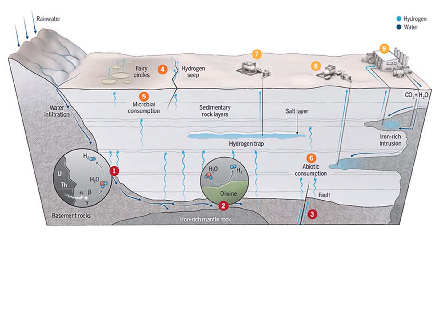 An infographic showing Earth's hydrogen factories.