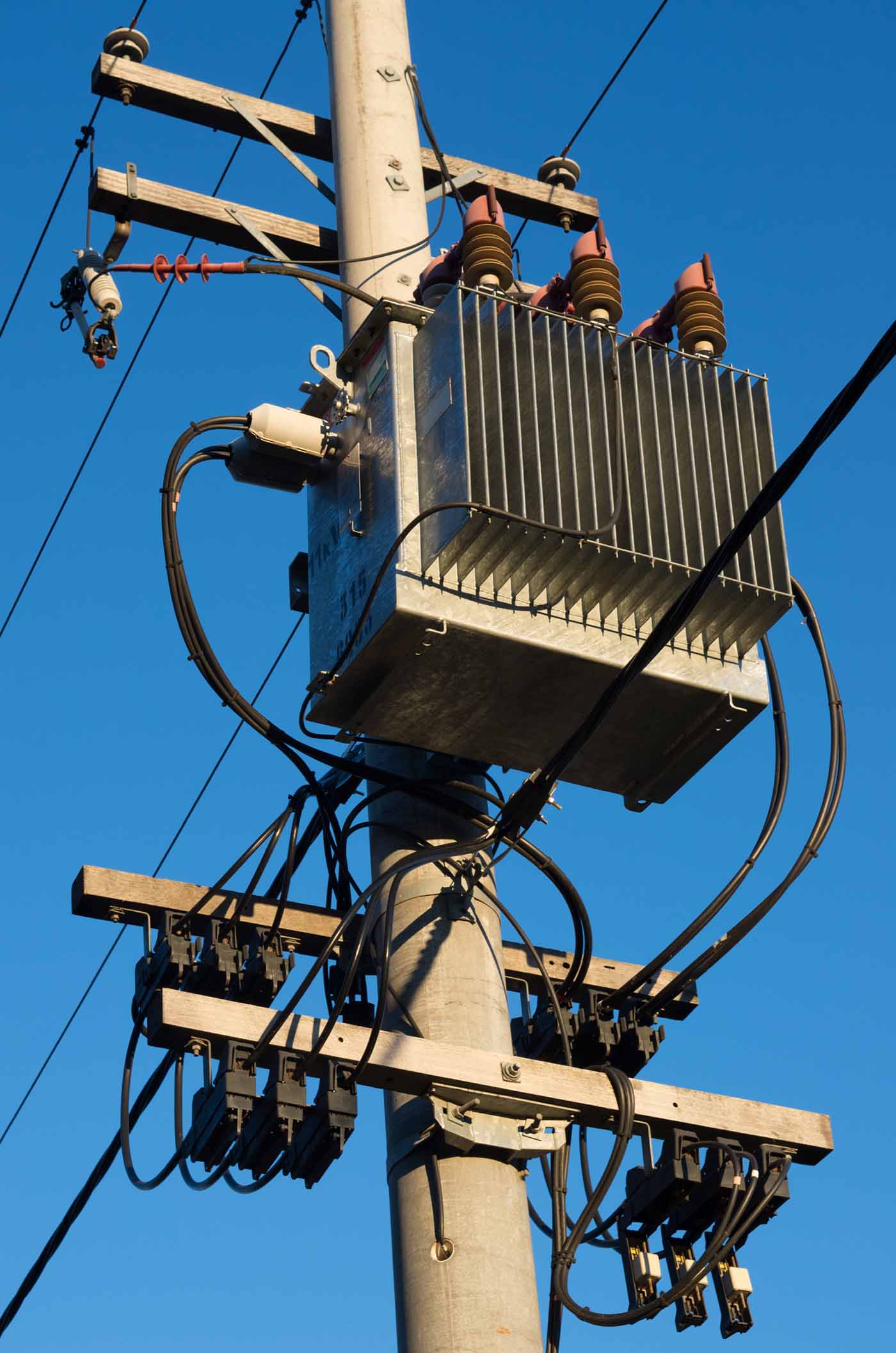 a transformer on a distribution pole