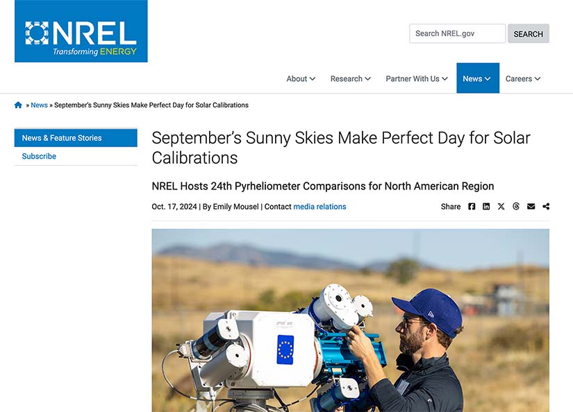 screenshot of an nrel.gov news page