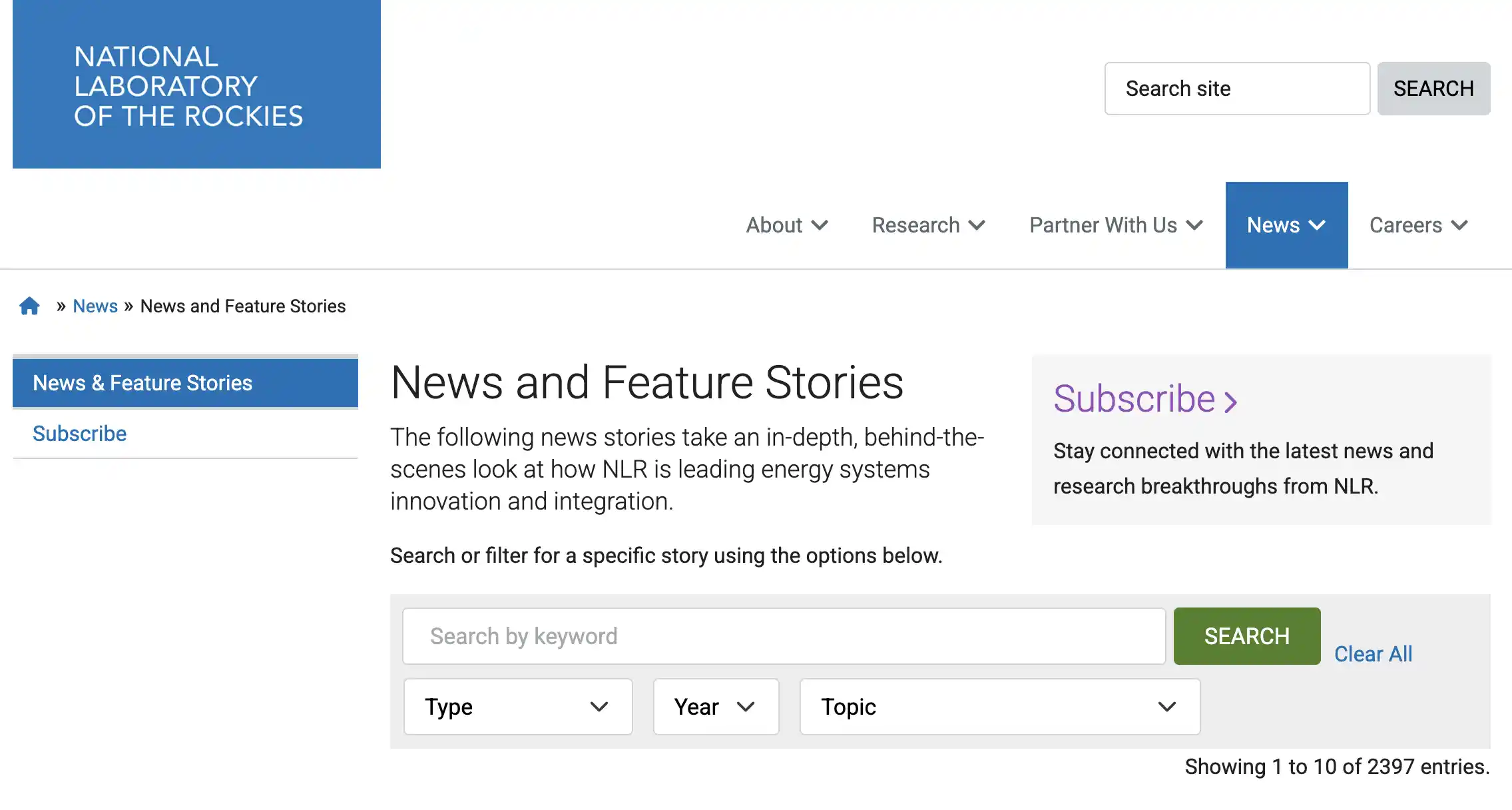 nrel-scoped-search Screenshot of a scoped search