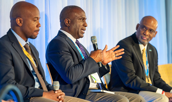 Robert Horton the Vice President of Environmental Affairs at Dallas Fort Worth International Airport speaks during a panel discussion