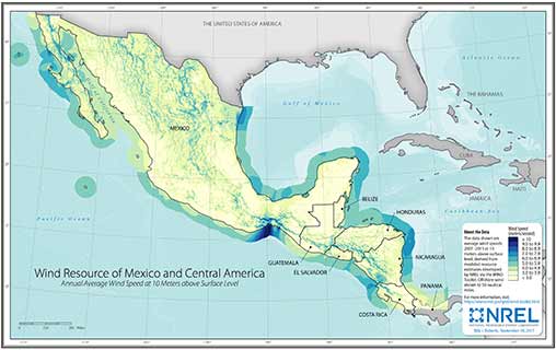 Mexico Wind Speed at 10-Meter above Surface Level