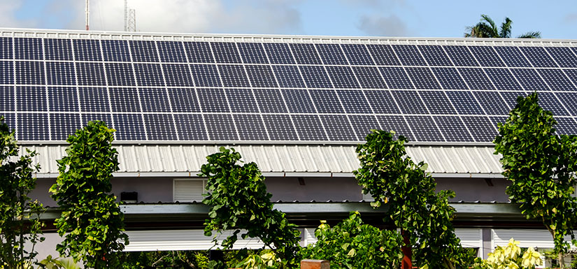 Solar panels on rooftop