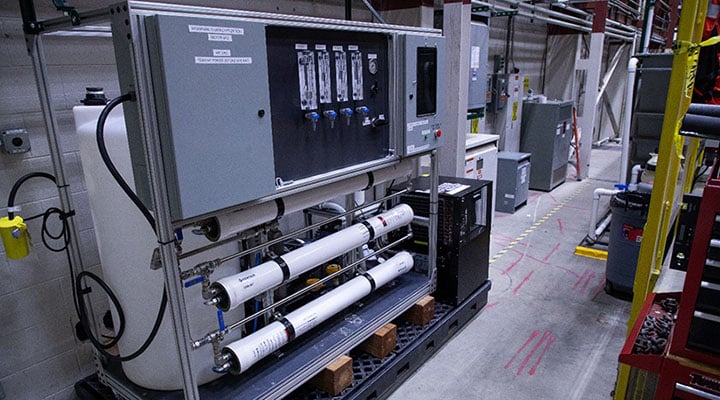 A water tank and electrical control board equipment in a laboratory