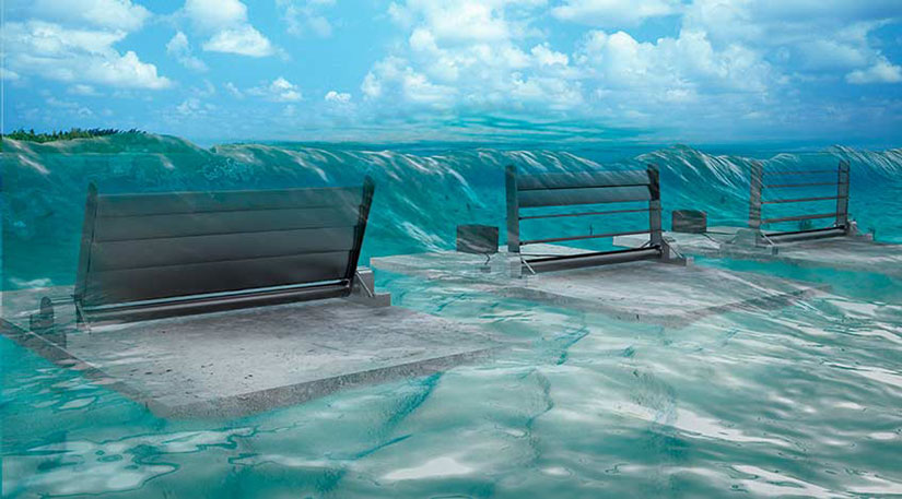 variable-geometry-offshore-hydraulic-turbine Fixed-bottom variable-geometry oscillating surge wave energy converter array.