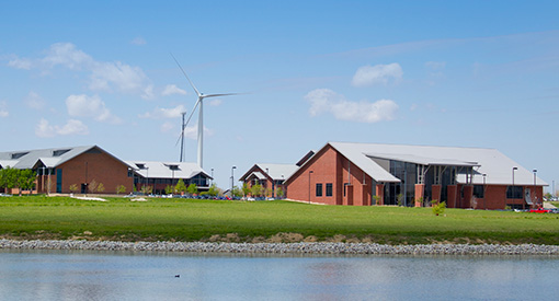 Wind turbine on college campus