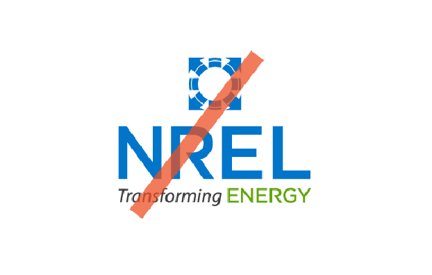 NREL logo with graphical bug improperly stacked above the acronym