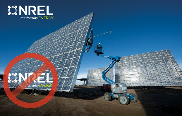 Improper placement of NREL logo on top of an image of solar panels