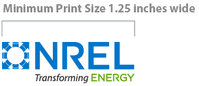 NREL logo in minimum print size of 1.25 inches wide