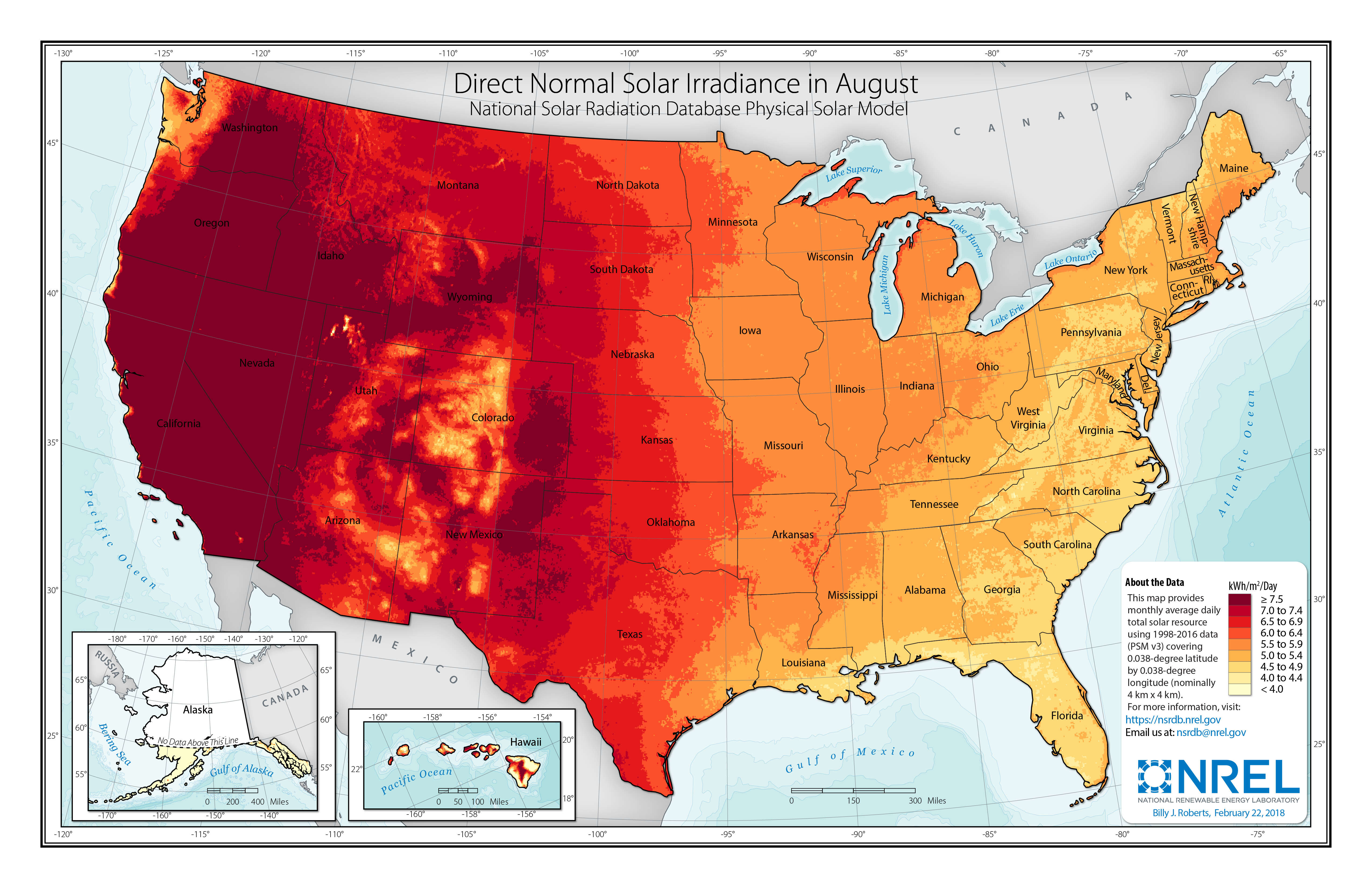 U.S. August Solar DNI Average