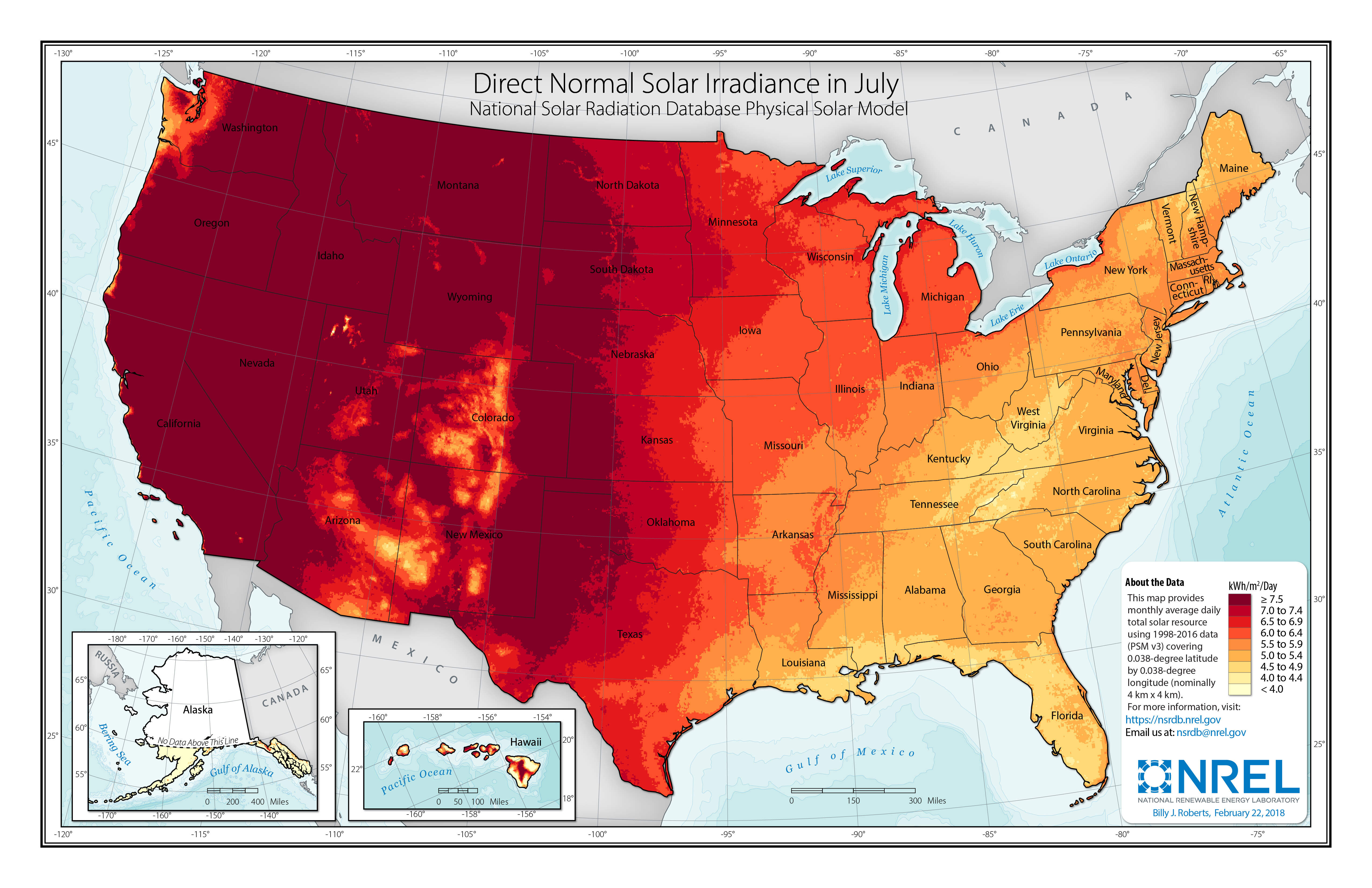 U.S. July Solar DNI Average