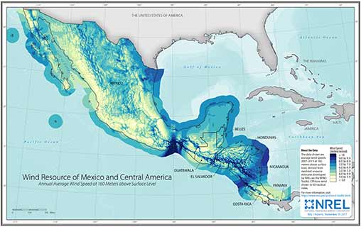 Mexico Wind Speed at 160-Meter above Surface Level