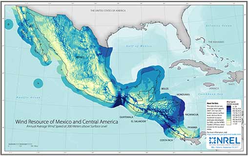 Mexico Wind Speed at 200-Meter above Surface Level