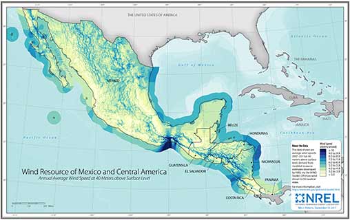 Mexico Wind Speed at 40-Meter above Surface Level