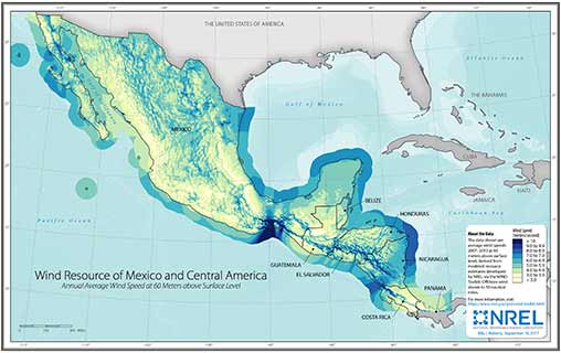 Mexico Wind Speed at 60-Meter above Surface Level