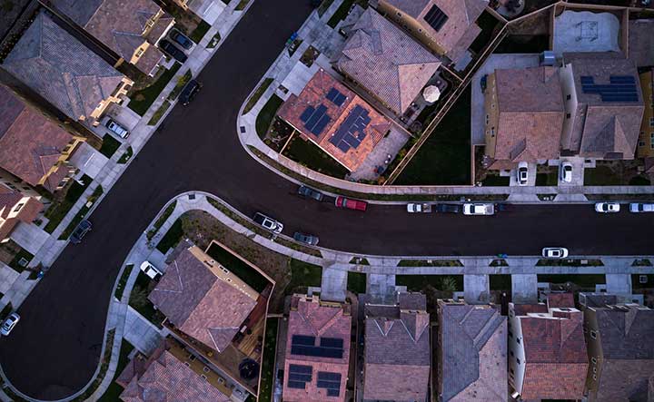 Aerial view of residential development.