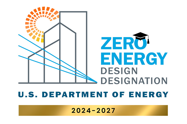Zero Energy Design Designation logo with 2024-2027 timeframe.