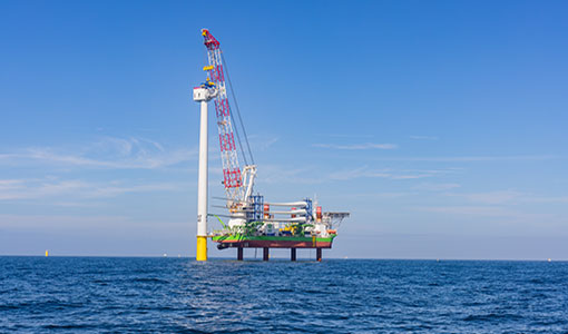 Offshore wind turbine being  installed