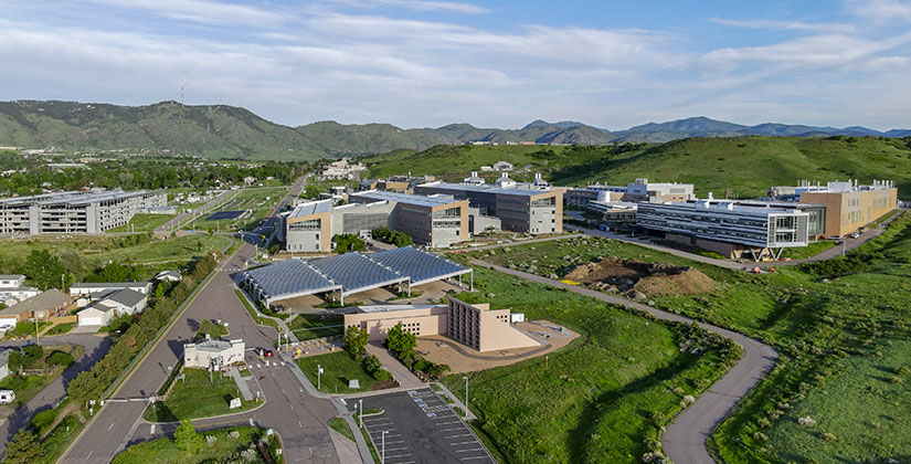 An aerial image of NREL's South Table Mountain campus.