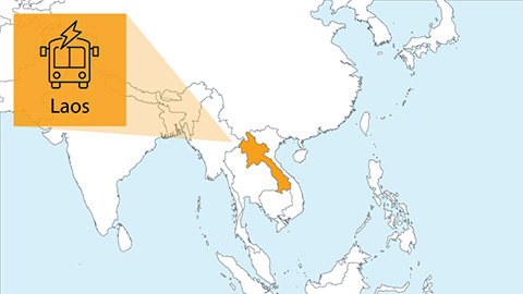 A map highlighting the country of Laos.