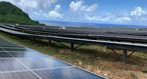 Solar panels on coastline of Guam