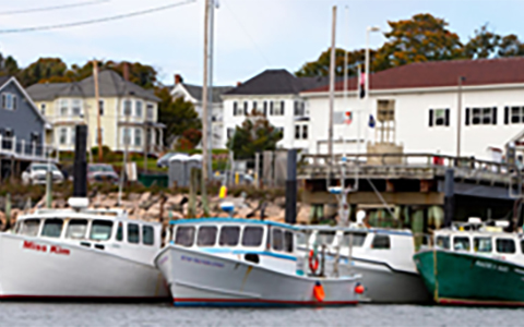 Boats on the water in front of buildings.