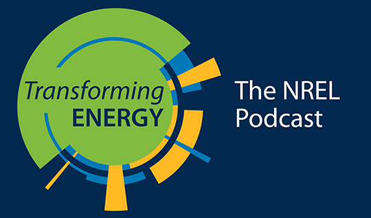 The logo for Transforming Energy: The NREL Podcast.