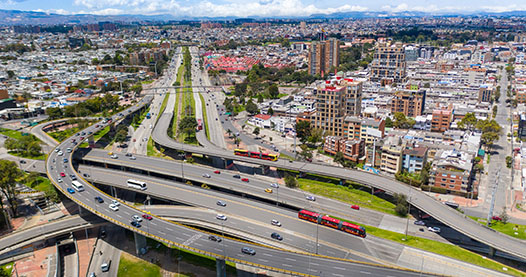 Freeways going through Bogota, Colombia.